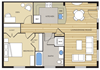 1 Bed1 Bath Den 705sf Floor Plan 1 Bed1 Bath Den 705sf Floor Plan at Clayborne Apartments, Alexandria, VA, 22314